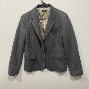 J Crew Women's Gray Wool Blazer Gold Buttons Size 12 School Uniform Office